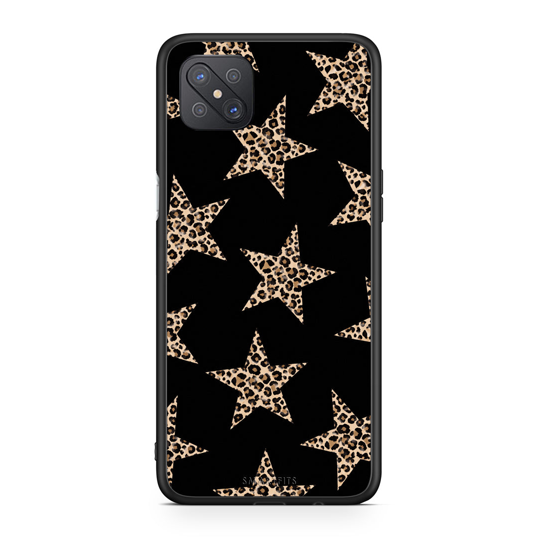 Θήκη Oppo Reno4 Z 5G / A92s Leopard Stars on Black από τη Smartfits με σχέδιο στο πίσω μέρος και μαύρο περίβλημα | Oppo Reno4 Z 5G / A92s Leopard Stars on Black case with colorful back and black bezels