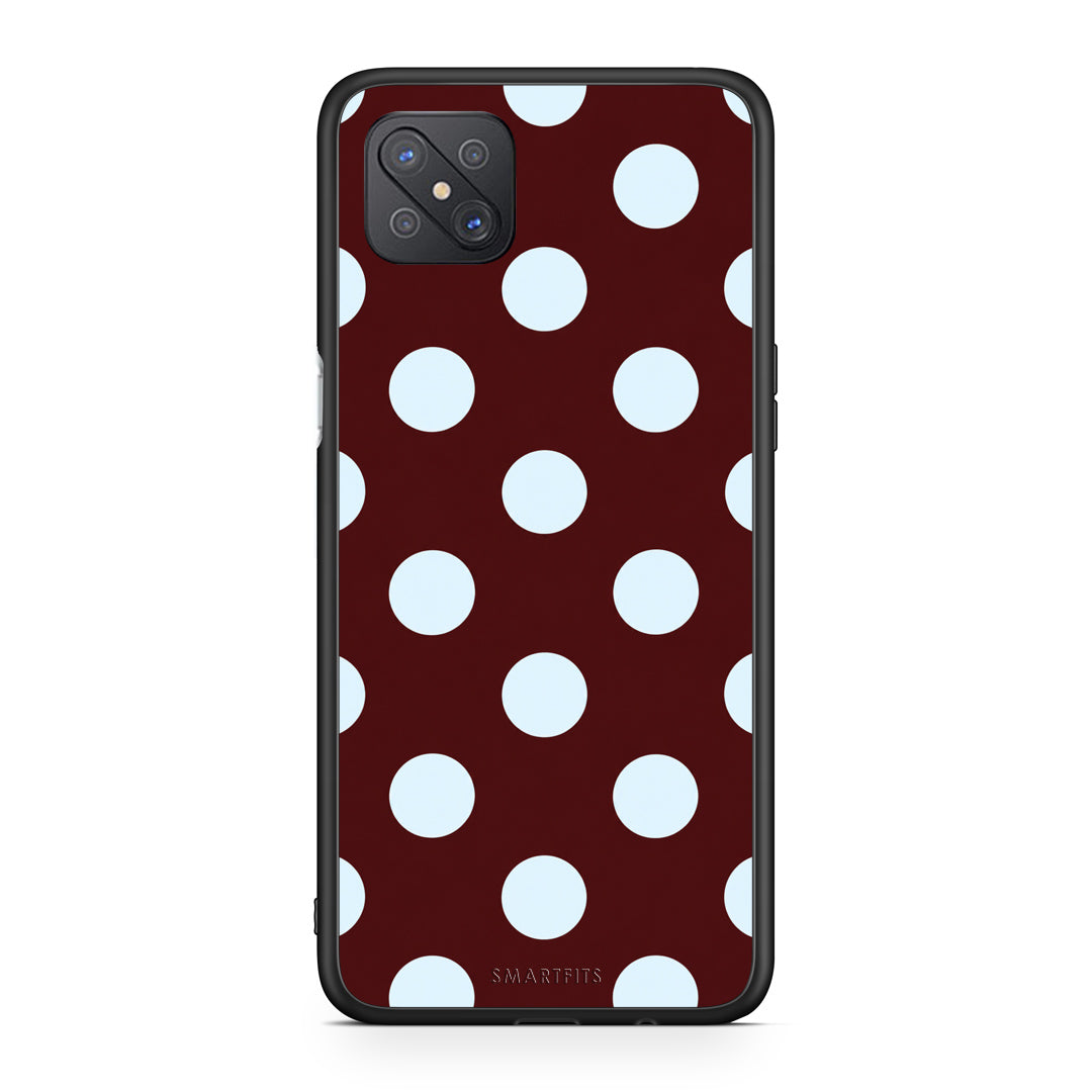 Θήκη Oppo Reno4 Z 5G / A92s Pale Blue Large Polka Dots on Burgundy από τη Smartfits με σχέδιο στο πίσω μέρος και μαύρο περίβλημα | Oppo Reno4 Z 5G / A92s Pale Blue Large Polka Dots on Burgundy case with colorful back and black bezels