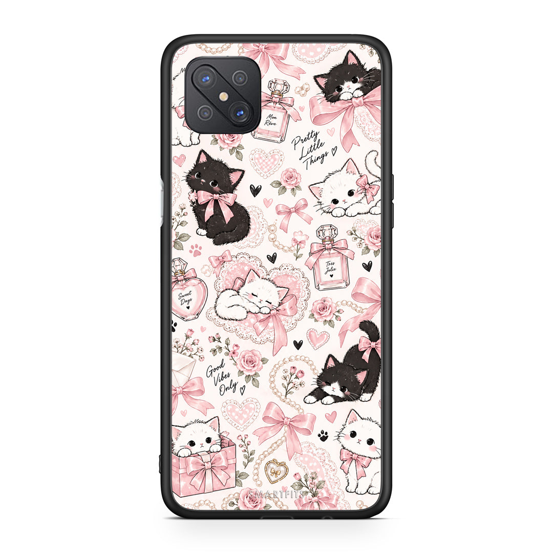 Θήκη Oppo Reno4 Z 5G / A92s Pink Bows and Kittens Collage από τη Smartfits με σχέδιο στο πίσω μέρος και μαύρο περίβλημα | Oppo Reno4 Z 5G / A92s Pink Bows and Kittens Collage case with colorful back and black bezels