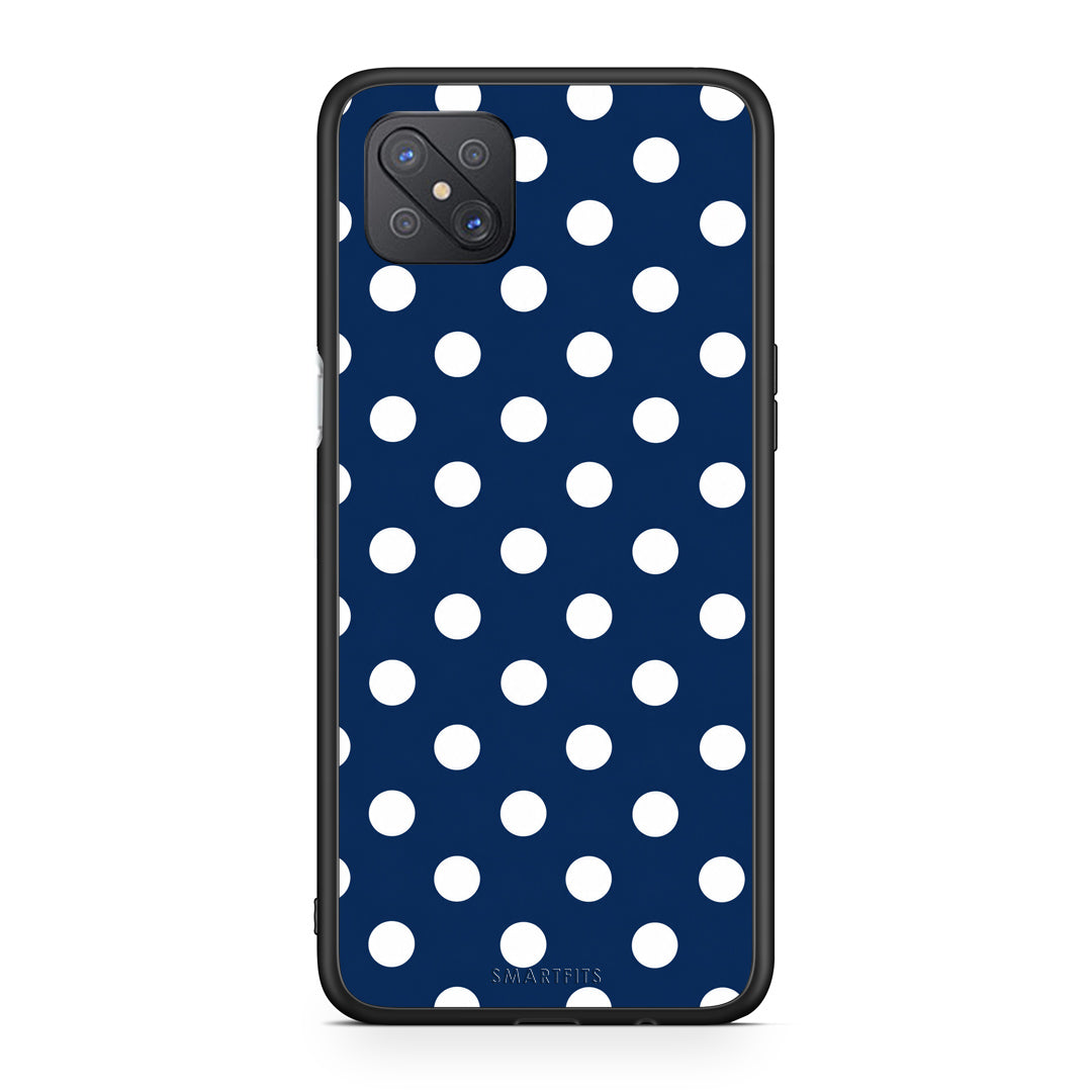 Θήκη Oppo Reno4 Z 5G / A92s White Large Polka Dots on Navy από τη Smartfits με σχέδιο στο πίσω μέρος και μαύρο περίβλημα | Oppo Reno4 Z 5G / A92s White Large Polka Dots on Navy case with colorful back and black bezels