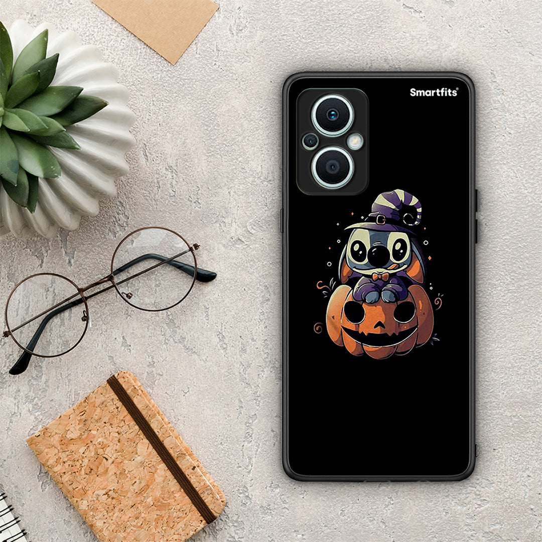 Θήκη Oppo Reno7 Lite Halloween Stitch από τη Smartfits με σχέδιο στο πίσω μέρος και μαύρο περίβλημα | Oppo Reno7 Lite Halloween Stitch Case with Colorful Back and Black Bezels