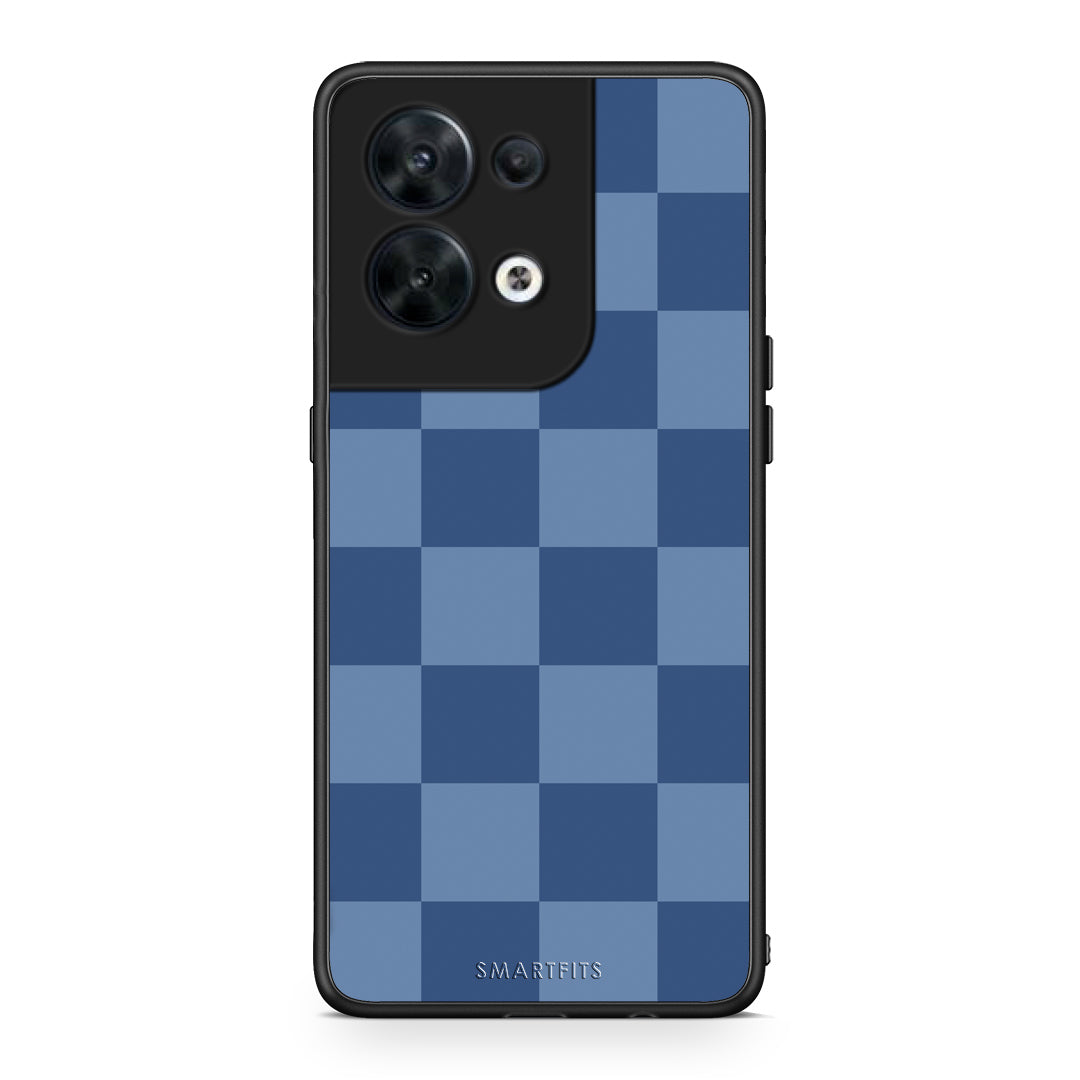 Θήκη Oppo Reno8 5G Denim Blue Checkerboard από τη Smartfits με σχέδιο στο πίσω μέρος και μαύρο περίβλημα | Oppo Reno8 5G Denim Blue Checkerboard case with colorful back and black bezels