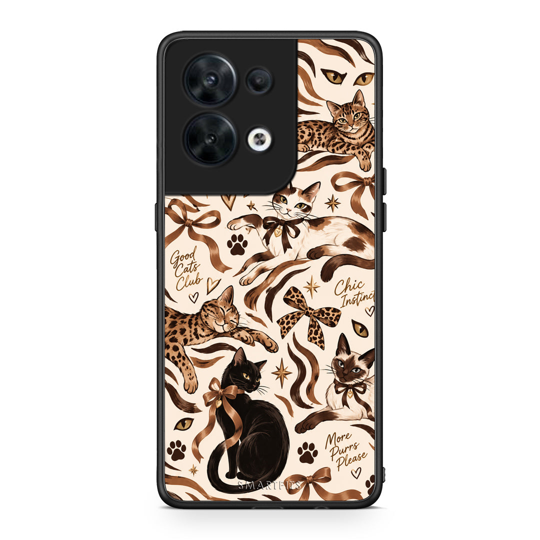 Θήκη Oppo Reno8 5G Wild Cats and Animal Print Collage από τη Smartfits με σχέδιο στο πίσω μέρος και μαύρο περίβλημα | Oppo Reno8 5G Wild Cats and Animal Print Collage case with colorful back and black bezels