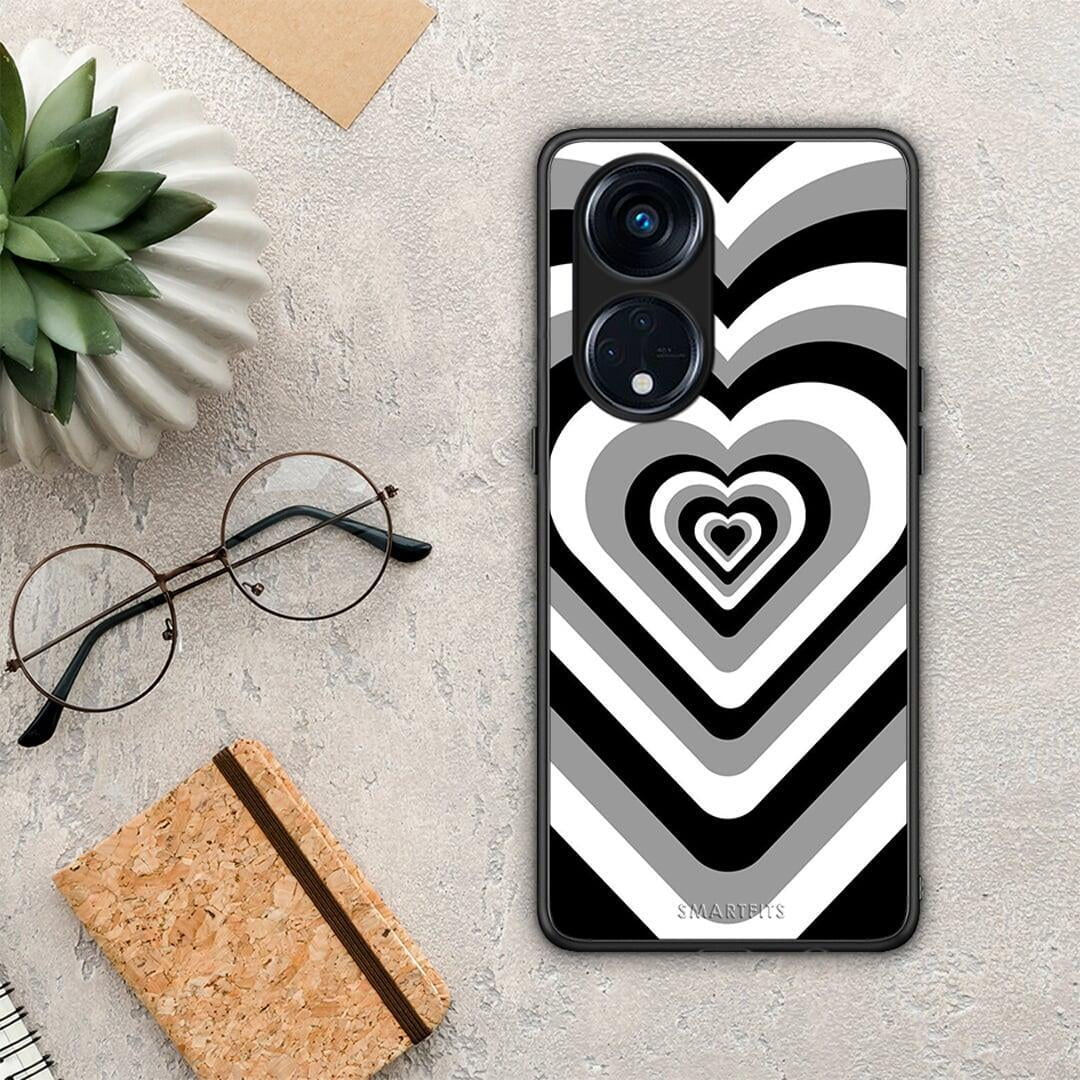Θήκη Oppo A98 Black Hearts από τη Smartfits με σχέδιο στο πίσω μέρος και μαύρο περίβλημα | Oppo A98 Black Hearts Case with Colorful Back and Black Bezels