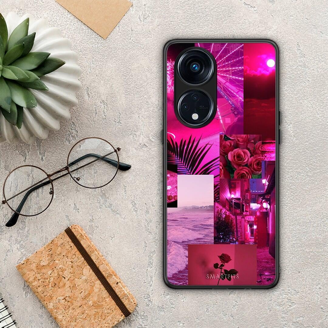 Θήκη Oppo A98 Collage Red Roses από τη Smartfits με σχέδιο στο πίσω μέρος και μαύρο περίβλημα | Oppo A98 Collage Red Roses Case with Colorful Back and Black Bezels