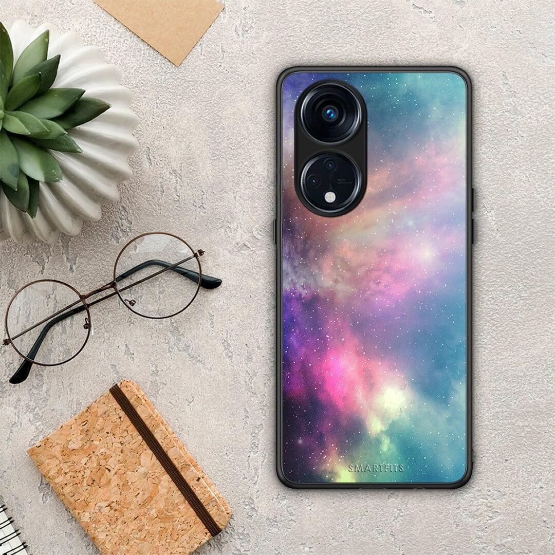 Θήκη Oppo A98 Galactic Rainbow από τη Smartfits με σχέδιο στο πίσω μέρος και μαύρο περίβλημα | Oppo A98 Galactic Rainbow Case with Colorful Back and Black Bezels