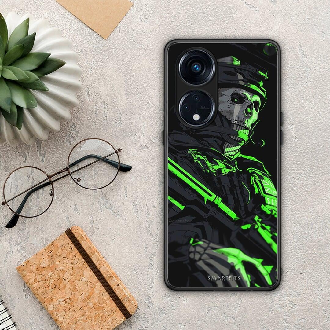 Θήκη Oppo A98 Green Soldier από τη Smartfits με σχέδιο στο πίσω μέρος και μαύρο περίβλημα | Oppo A98 Green Soldier Case with Colorful Back and Black Bezels