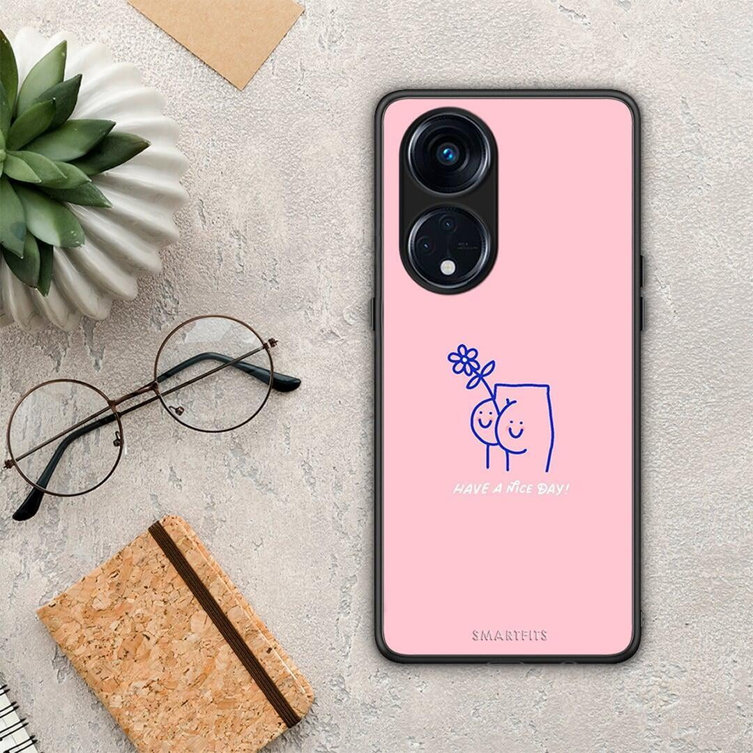 Θήκη Oppo A98 Nice Day από τη Smartfits με σχέδιο στο πίσω μέρος και μαύρο περίβλημα | Oppo A98 Nice Day Case with Colorful Back and Black Bezels