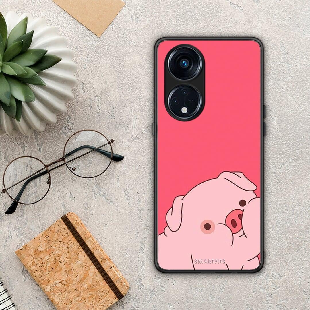 Θήκη Oppo A98 Pig Love 1 από τη Smartfits με σχέδιο στο πίσω μέρος και μαύρο περίβλημα | Oppo A98 Pig Love 1 Case with Colorful Back and Black Bezels