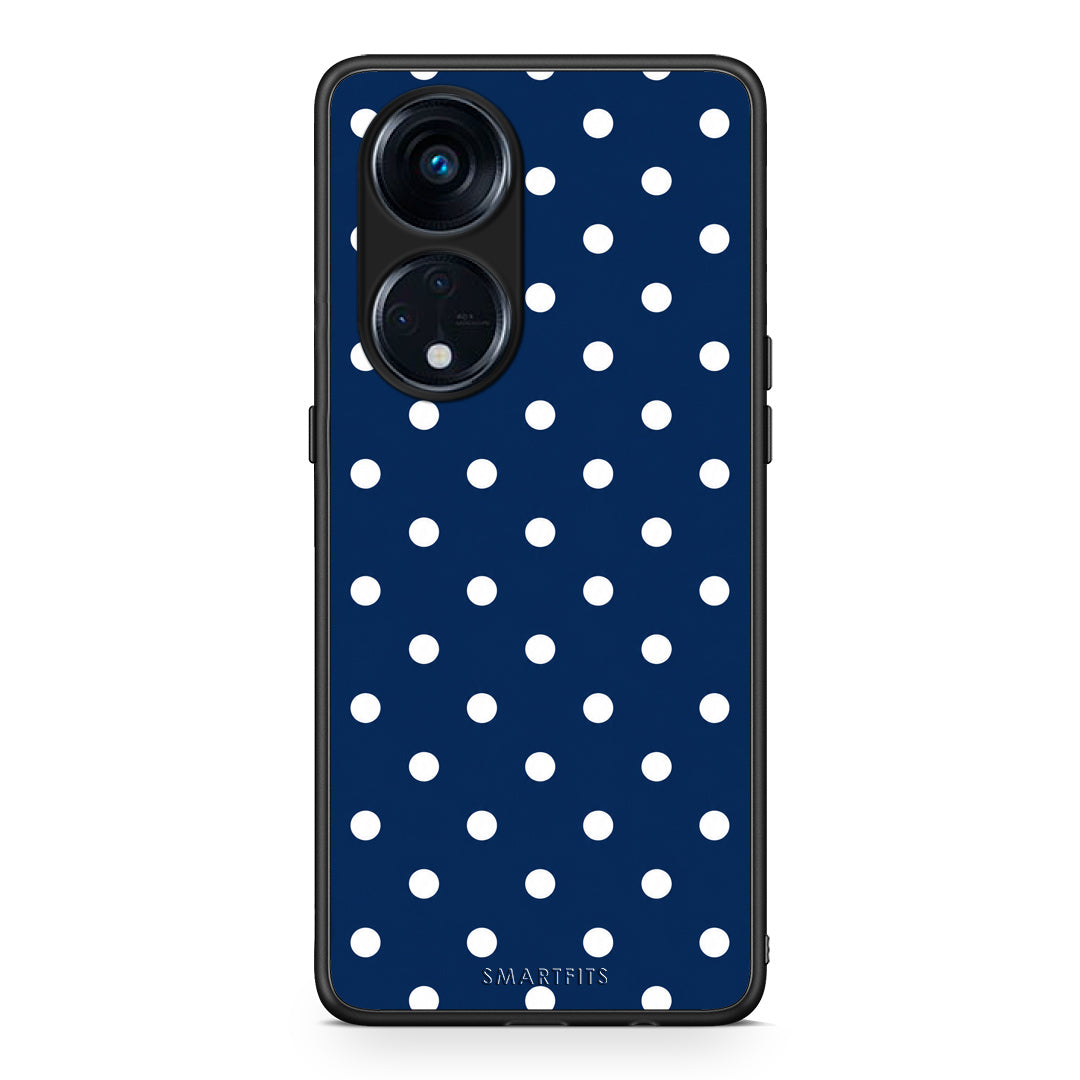 Θήκη Oppo Reno8T 5G / A1 Pro White Small Polka Dots on Navy από τη Smartfits με σχέδιο στο πίσω μέρος και μαύρο περίβλημα | Oppo Reno8T 5G / A1 Pro White Small Polka Dots on Navy case with colorful back and black bezels
