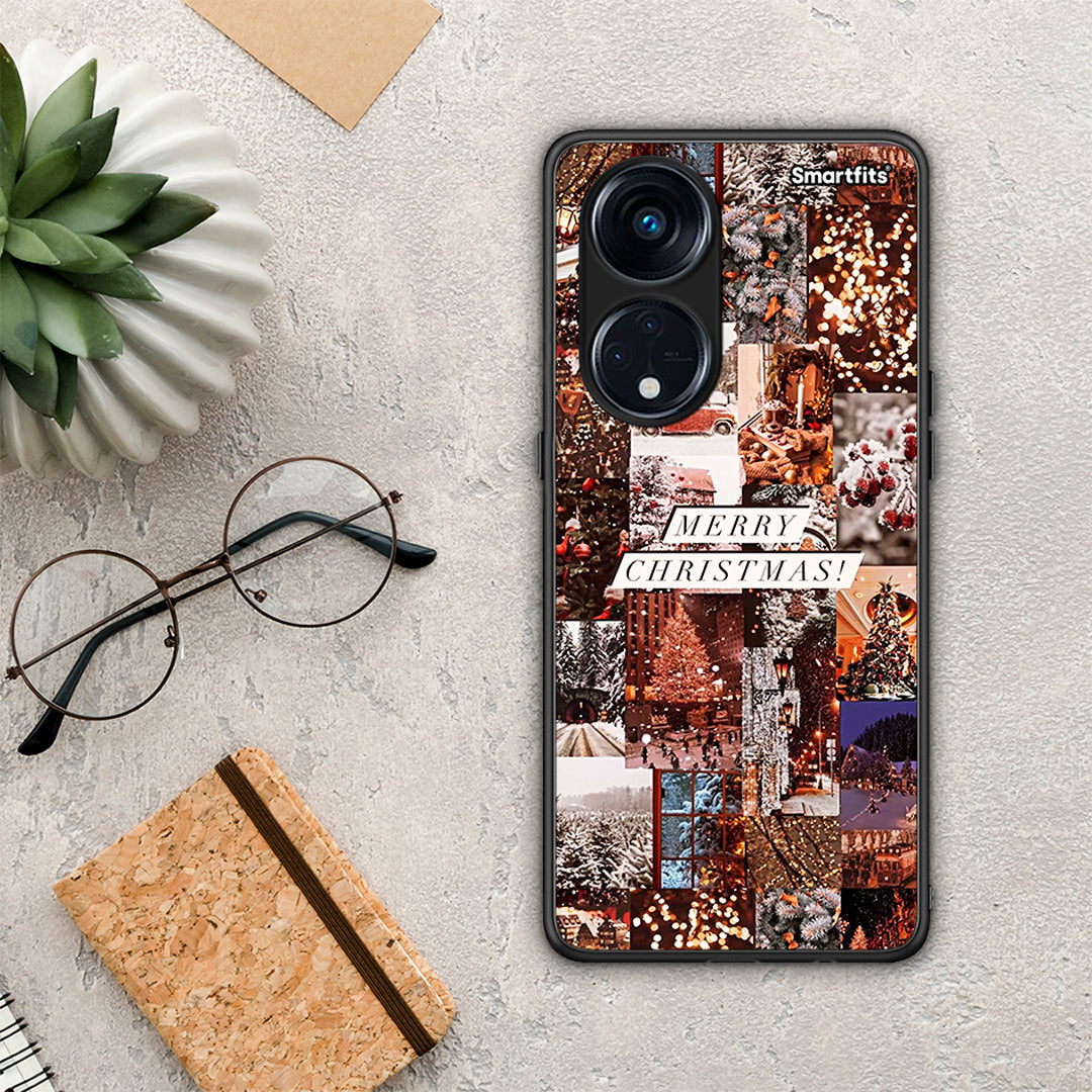 Θήκη Oppo A98 Xmas Collage από τη Smartfits με σχέδιο στο πίσω μέρος και μαύρο περίβλημα | Oppo A98 Xmas Collage Case with Colorful Back and Black Bezels