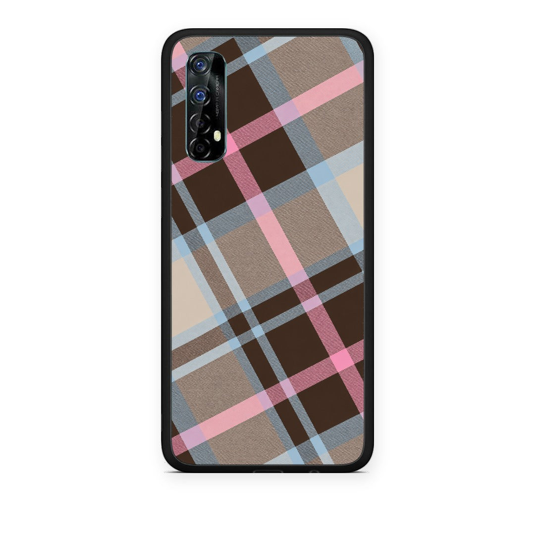Θήκη Realme 7 Brown Pink and Blue Diagonal Plaid από τη Smartfits με σχέδιο στο πίσω μέρος και μαύρο περίβλημα | Realme 7 Brown Pink and Blue Diagonal Plaid case with colorful back and black bezels