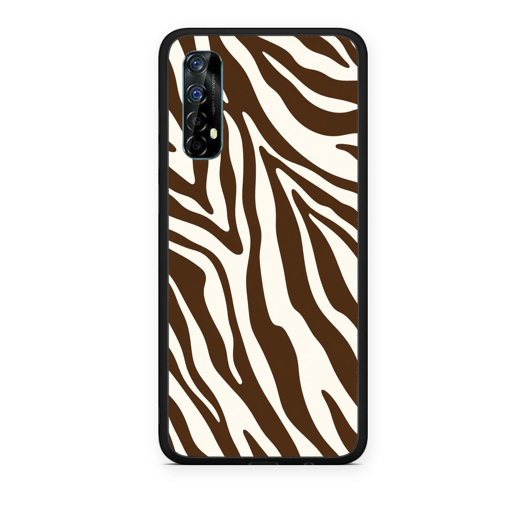 Θήκη Realme 7 Brown and Cream Zebra Stripes από τη Smartfits με σχέδιο στο πίσω μέρος και μαύρο περίβλημα | Realme 7 Brown and Cream Zebra Stripes case with colorful back and black bezels