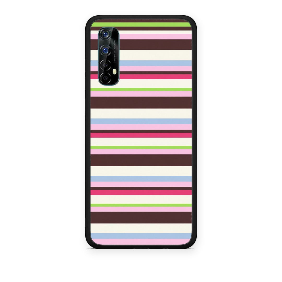 Θήκη Realme 7 Multicolour Horizontal Stripes από τη Smartfits με σχέδιο στο πίσω μέρος και μαύρο περίβλημα | Realme 7 Multicolour Horizontal Stripes case with colorful back and black bezels