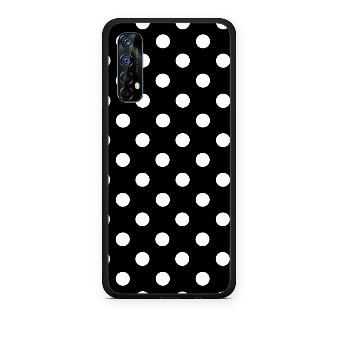 Θήκη Realme 7 White Polka Dots on Black από τη Smartfits με σχέδιο στο πίσω μέρος και μαύρο περίβλημα | Realme 7 White Polka Dots on Black case with colorful back and black bezels