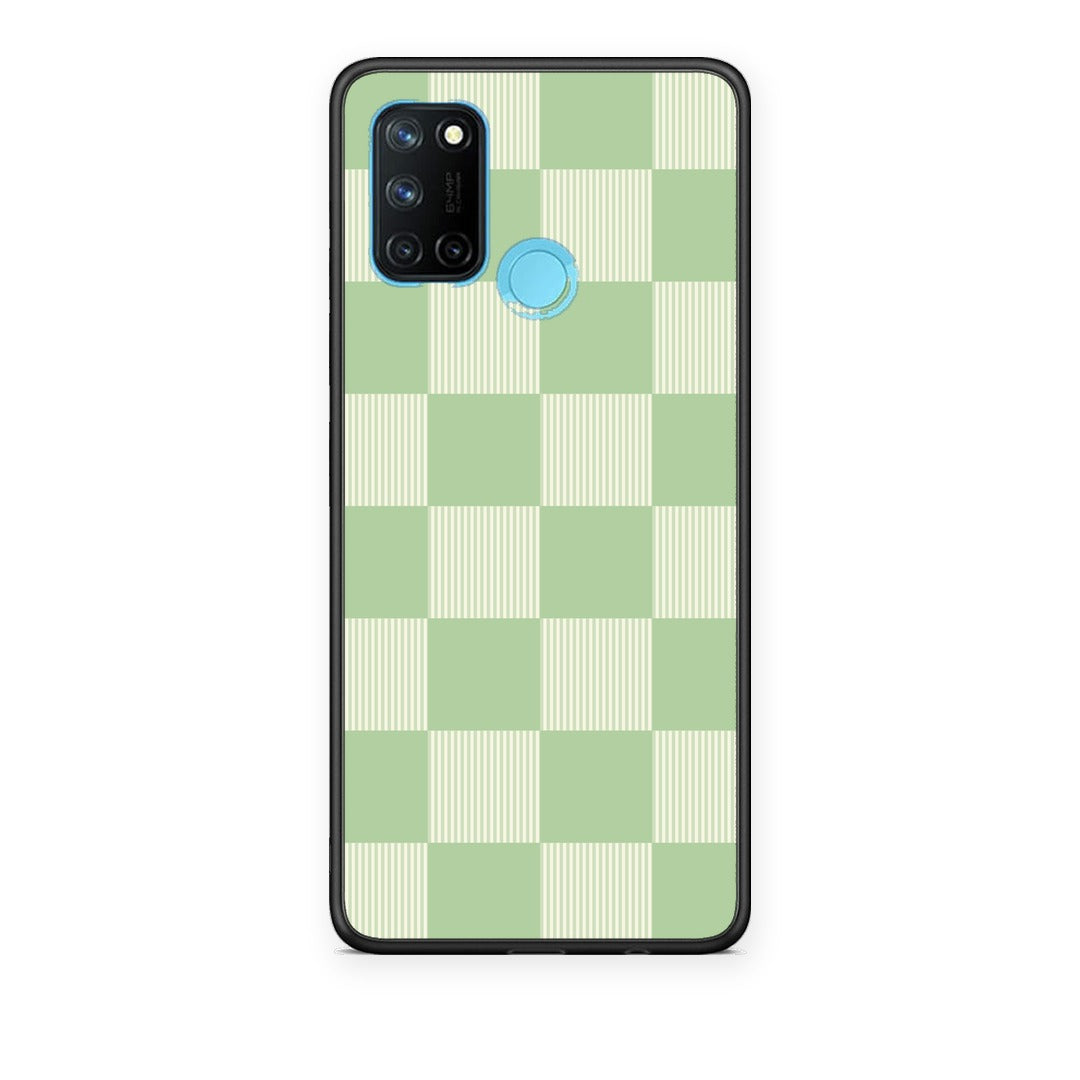 Θήκη Realme 7i / C25 Sage and Cream Striped Checks από τη Smartfits με σχέδιο στο πίσω μέρος και μαύρο περίβλημα | Realme 7i / C25 Sage and Cream Striped Checks case with colorful back and black bezels