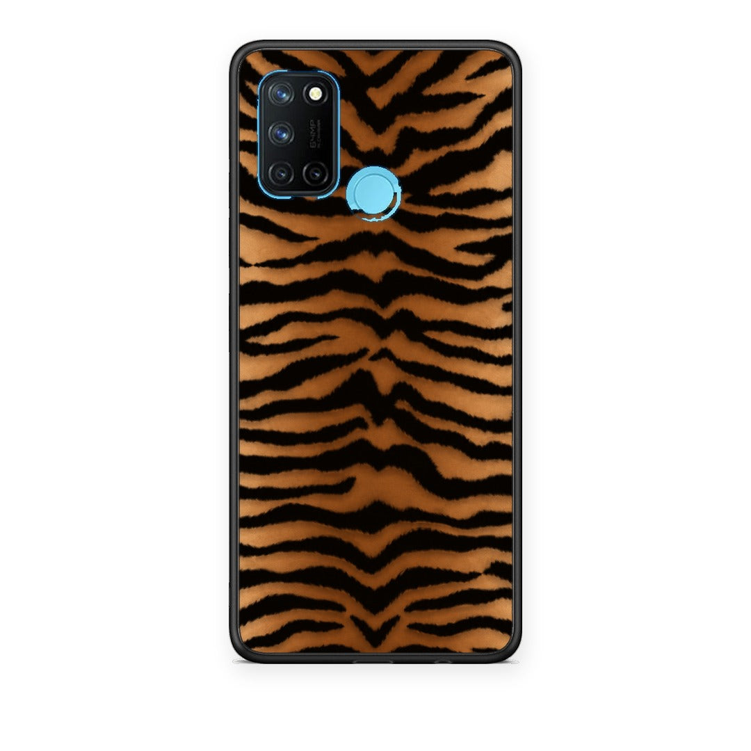 Θήκη Realme 7i / C25 Tiger Print Orange and Black από τη Smartfits με σχέδιο στο πίσω μέρος και μαύρο περίβλημα | Realme 7i / C25 Tiger Print Orange and Black case with colorful back and black bezels