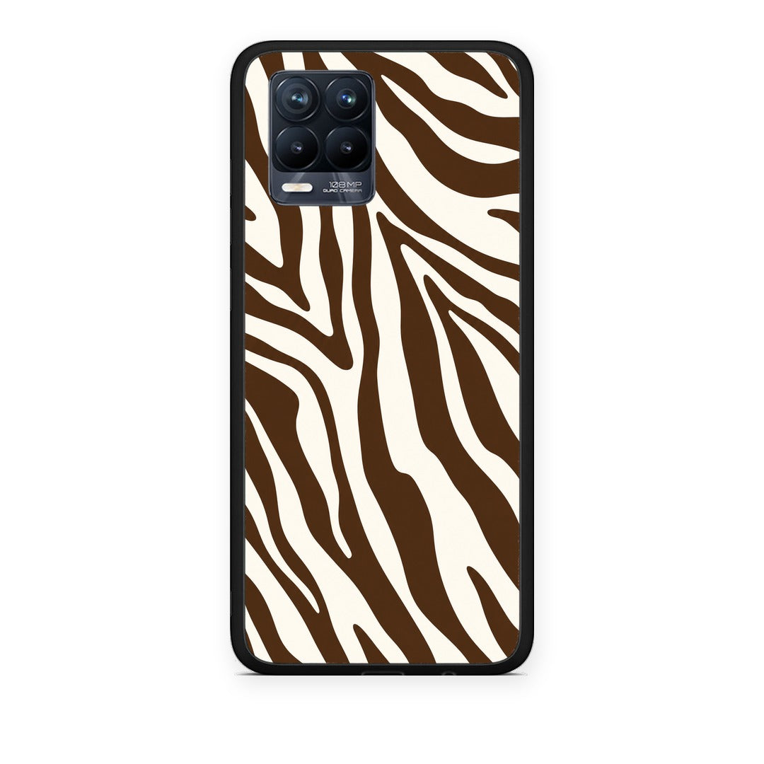Θήκη Realme 8 / 8 Pro Brown and Cream Zebra Stripes από τη Smartfits με σχέδιο στο πίσω μέρος και μαύρο περίβλημα | Realme 8 / 8 Pro Brown and Cream Zebra Stripes case with colorful back and black bezels