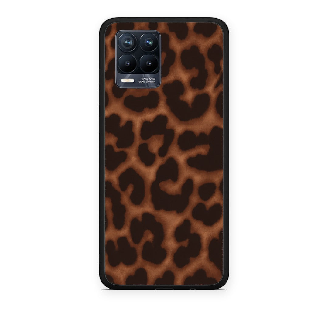 Θήκη Realme 8 / 8 Pro Leopard Print Dark Brown από τη Smartfits με σχέδιο στο πίσω μέρος και μαύρο περίβλημα | Realme 8 / 8 Pro Leopard Print Dark Brown case with colorful back and black bezels