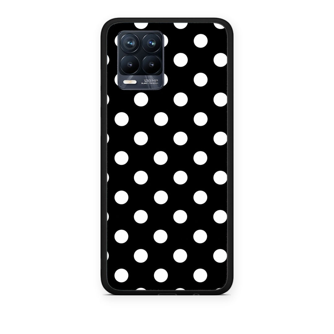 Θήκη Realme 8 / 8 Pro White Polka Dots on Black από τη Smartfits με σχέδιο στο πίσω μέρος και μαύρο περίβλημα | Realme 8 / 8 Pro White Polka Dots on Black case with colorful back and black bezels