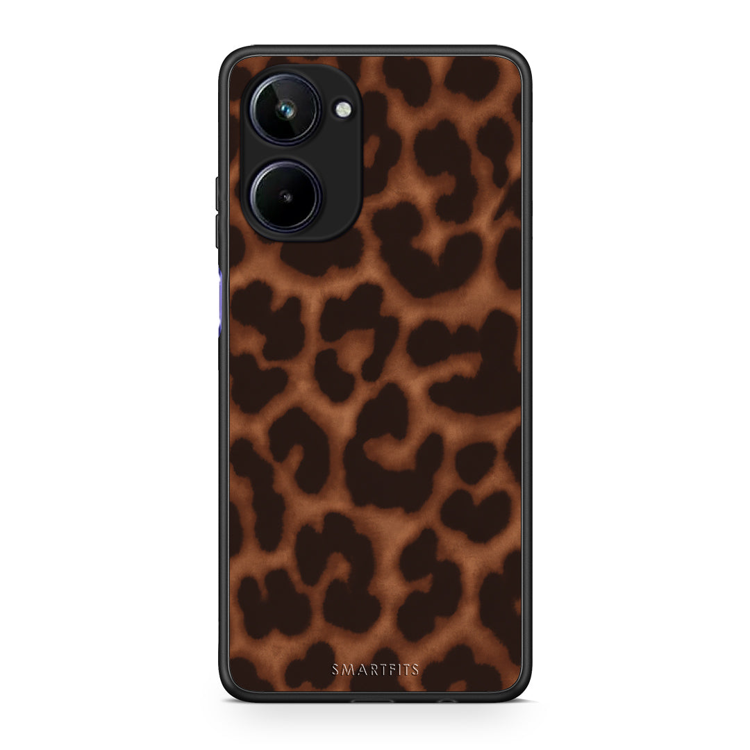 Θήκη Realme 10 Leopard Print Dark Brown από τη Smartfits με σχέδιο στο πίσω μέρος και μαύρο περίβλημα | Realme 10 Leopard Print Dark Brown case with colorful back and black bezels
