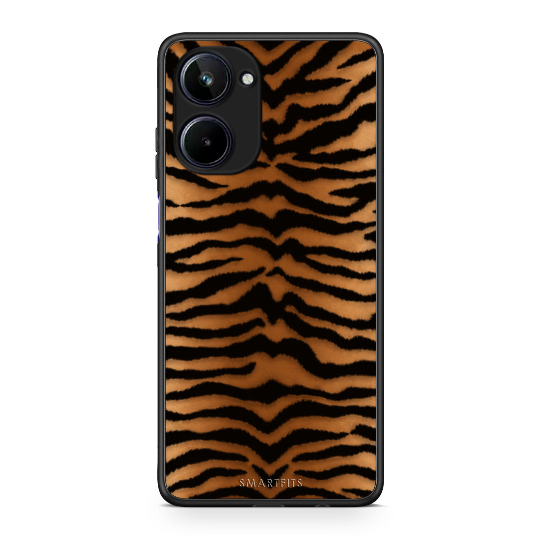Θήκη Realme 10 Tiger Print Orange and Black από τη Smartfits με σχέδιο στο πίσω μέρος και μαύρο περίβλημα | Realme 10 Tiger Print Orange and Black case with colorful back and black bezels