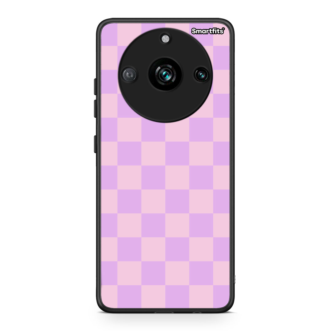 Θήκη Realme 11 Pro Lavender and Pink Checkerboard από τη Smartfits με σχέδιο στο πίσω μέρος και μαύρο περίβλημα | Realme 11 Pro Lavender and Pink Checkerboard case with colorful back and black bezels