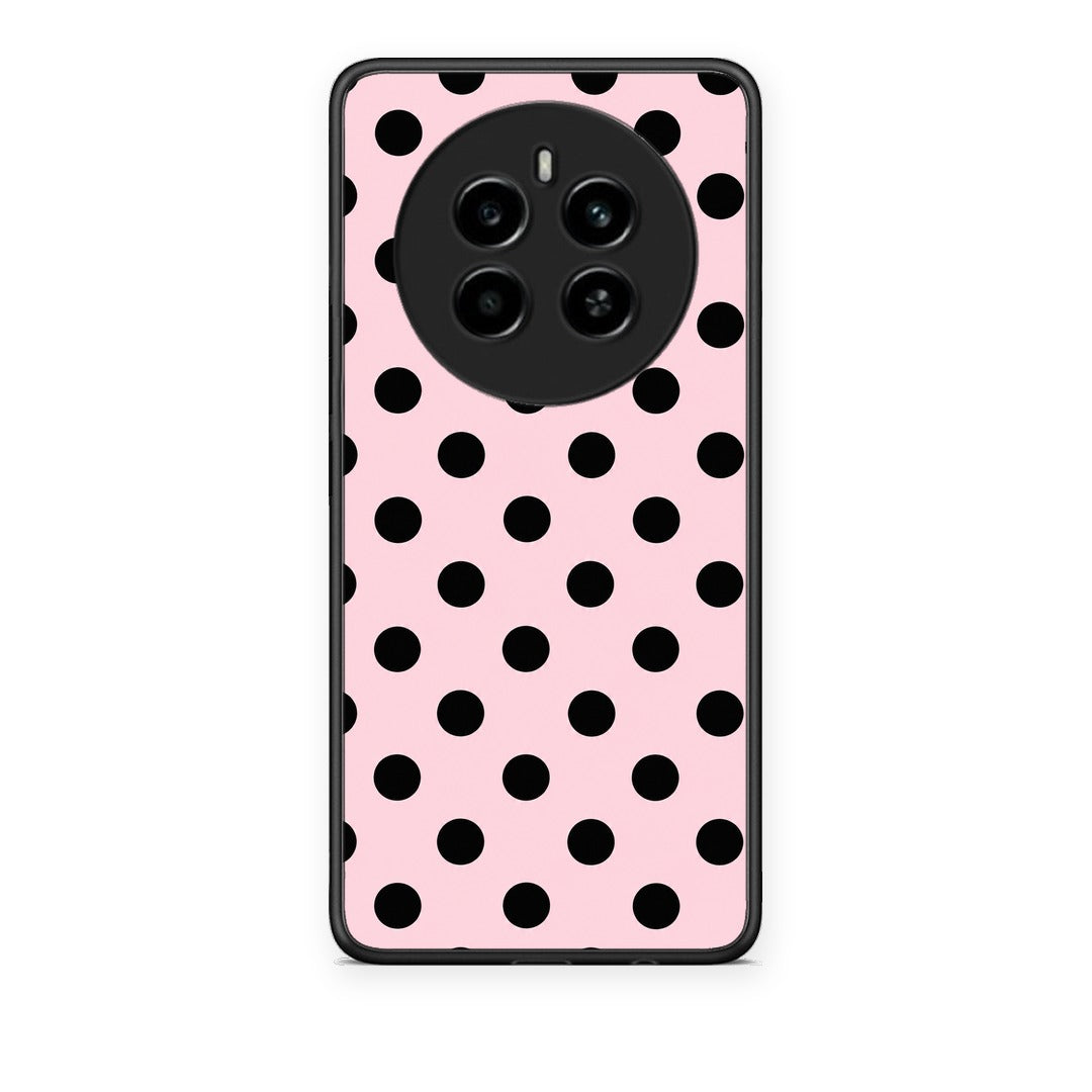 Θήκη Realme 12 4G / 12+ / 13 4G Black Polka Dots on Pink από τη Smartfits με σχέδιο στο πίσω μέρος και μαύρο περίβλημα | Realme 12 4G / 12+ / 13 4G Black Polka Dots on Pink case with colorful back and black bezels