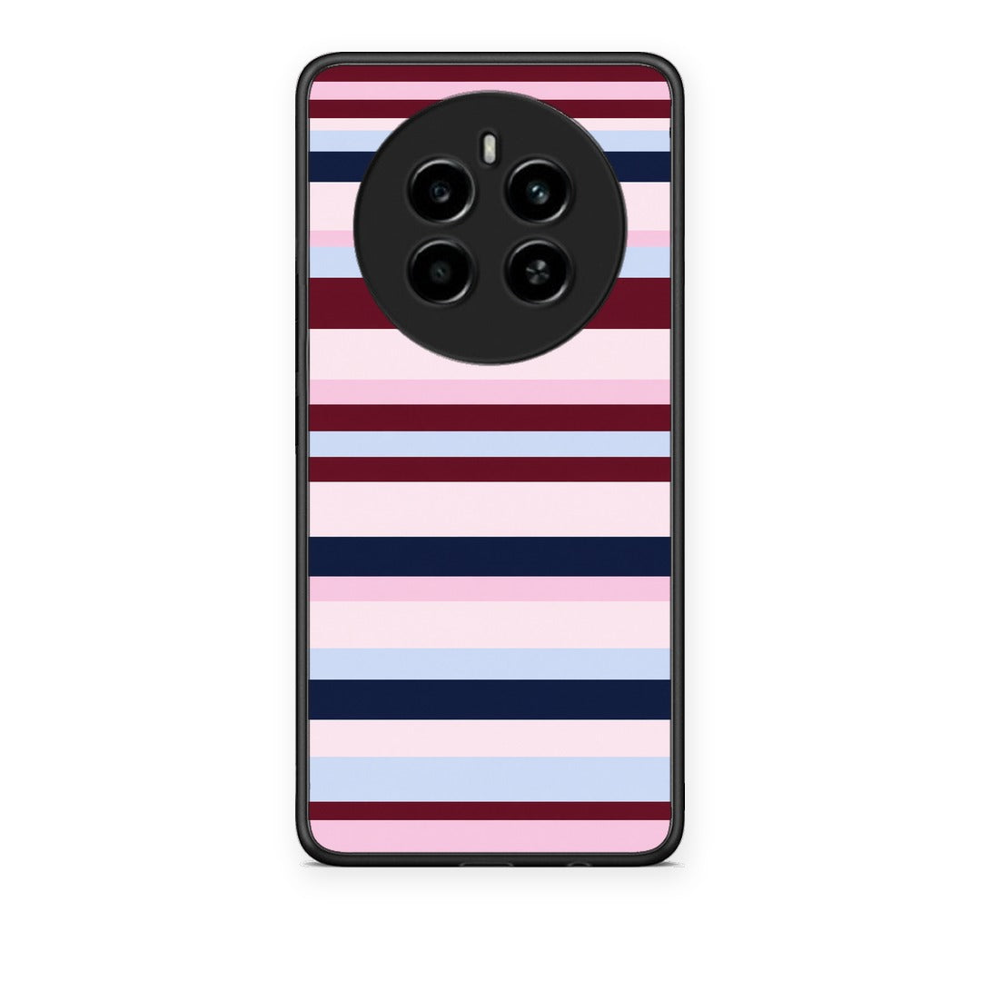 Θήκη Realme 12 4G / 12+ / 13 4G Burgundy Pink and Blue Horizontal Stripes από τη Smartfits με σχέδιο στο πίσω μέρος και μαύρο περίβλημα | Realme 12 4G / 12+ / 13 4G Burgundy Pink and Blue Horizontal Stripes case with colorful back and black bezels