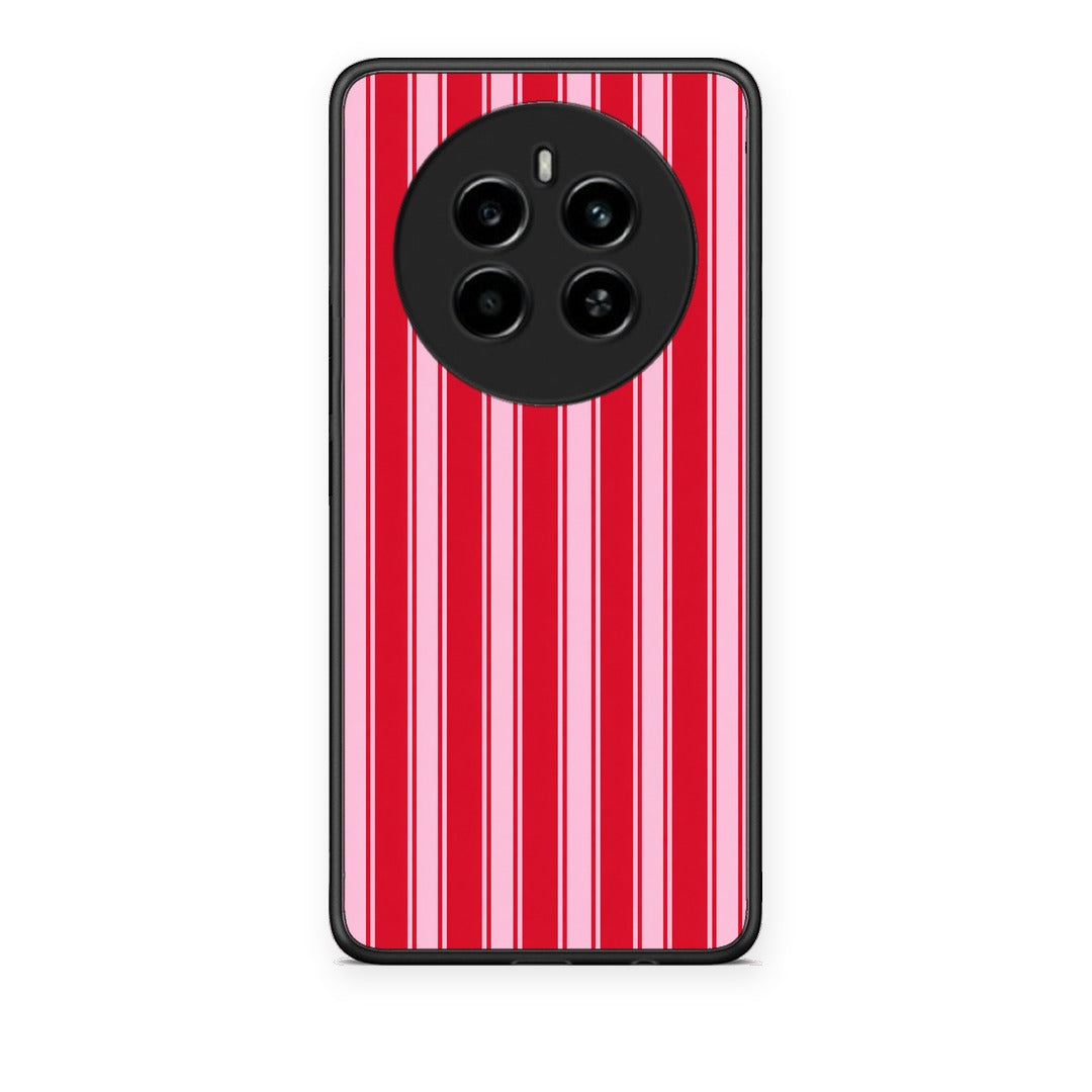 Θήκη Realme 12 4G / 12+ / 13 4G Red and Pink Vertical Pinstripes από τη Smartfits με σχέδιο στο πίσω μέρος και μαύρο περίβλημα | Realme 12 4G / 12+ / 13 4G Red and Pink Vertical Pinstripes case with colorful back and black bezels