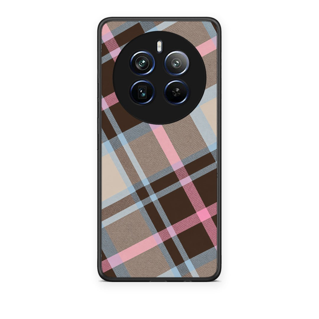 Θήκη Realme 12 Pro 5G / 12 Pro+ Brown Pink and Blue Diagonal Plaid από τη Smartfits με σχέδιο στο πίσω μέρος και μαύρο περίβλημα | Realme 12 Pro 5G / 12 Pro+ Brown Pink and Blue Diagonal Plaid case with colorful back and black bezels