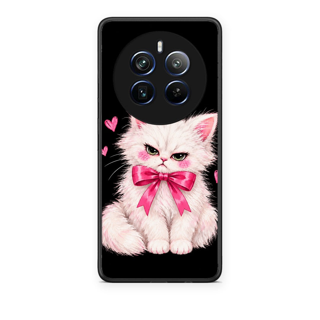 Θήκη Realme 12 Pro 5G / 12 Pro+ Grumpy Party Kitten on Black από τη Smartfits με σχέδιο στο πίσω μέρος και μαύρο περίβλημα | Realme 12 Pro 5G / 12 Pro+ Grumpy Party Kitten on Black case with colorful back and black bezels