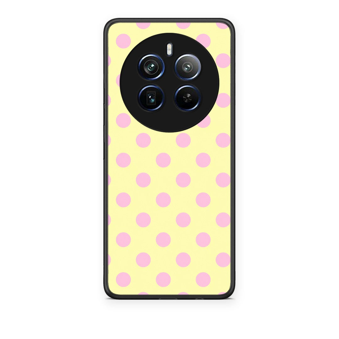 Θήκη Realme 12 Pro 5G / 12 Pro+ Pink Polka Dots on Yellow από τη Smartfits με σχέδιο στο πίσω μέρος και μαύρο περίβλημα | Realme 12 Pro 5G / 12 Pro+ Pink Polka Dots on Yellow case with colorful back and black bezels