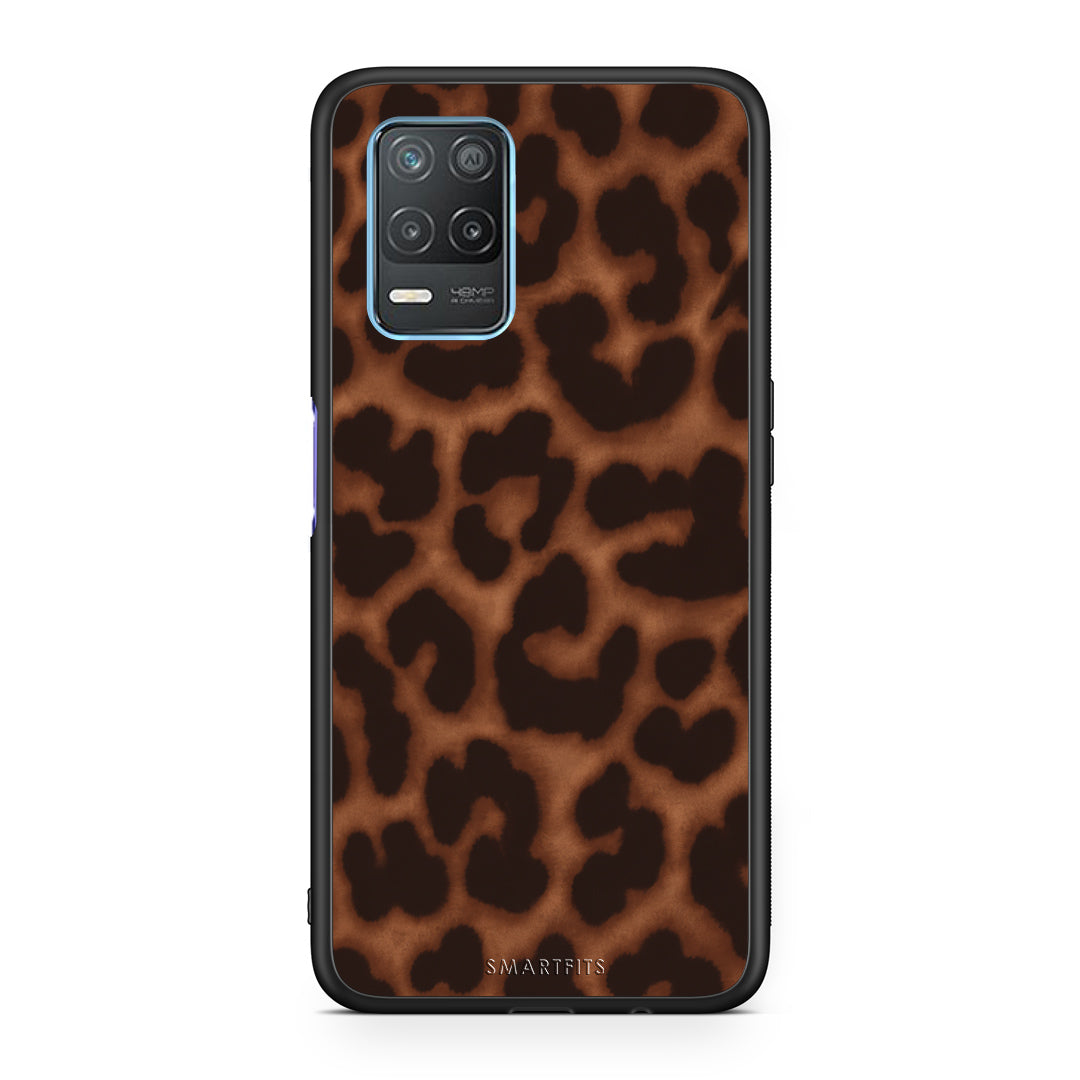 Θήκη Realme 8 5G Leopard Print Dark Brown από τη Smartfits με σχέδιο στο πίσω μέρος και μαύρο περίβλημα | Realme 8 5G Leopard Print Dark Brown case with colorful back and black bezels