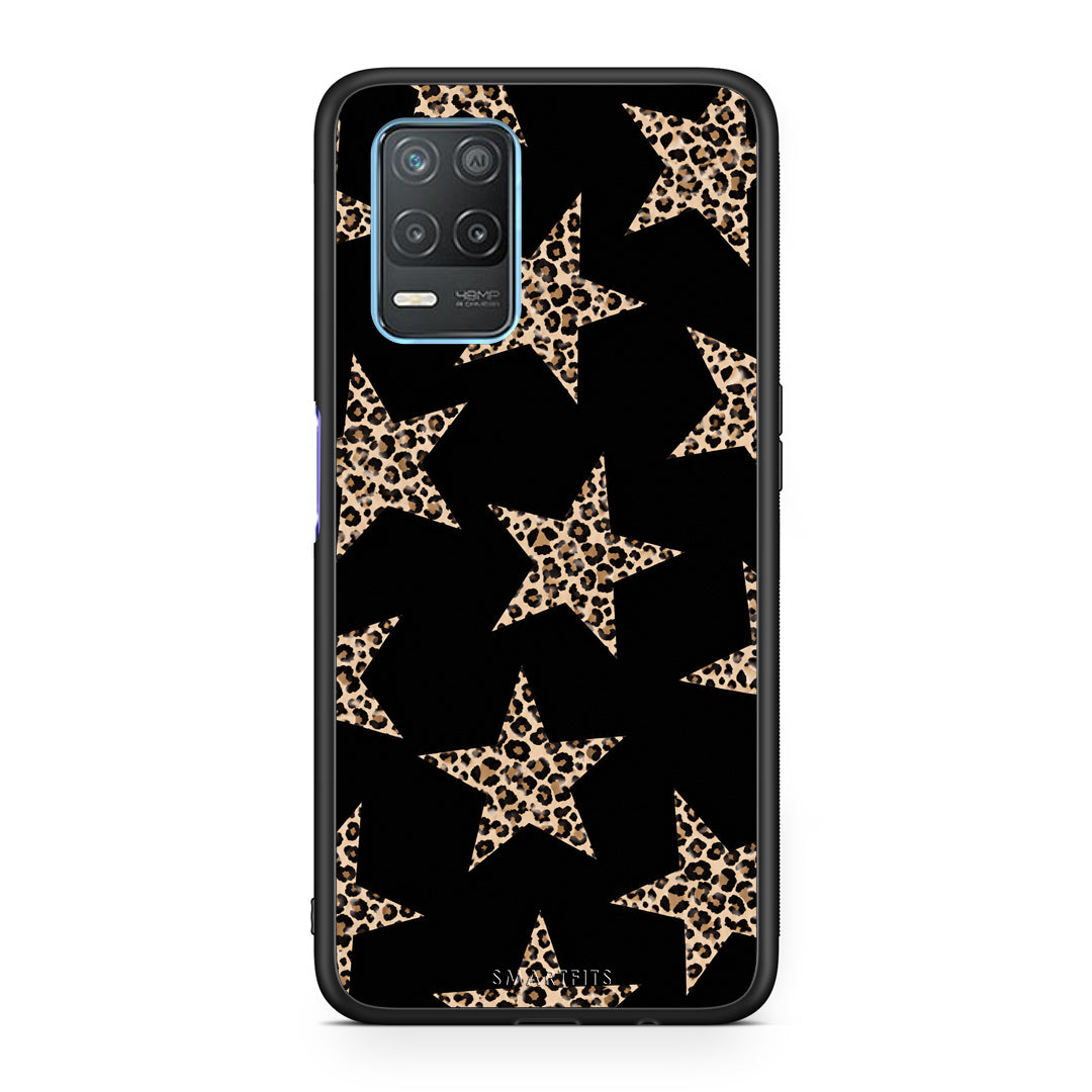 Θήκη Realme 8 5G Leopard Stars on Black από τη Smartfits με σχέδιο στο πίσω μέρος και μαύρο περίβλημα | Realme 8 5G Leopard Stars on Black case with colorful back and black bezels