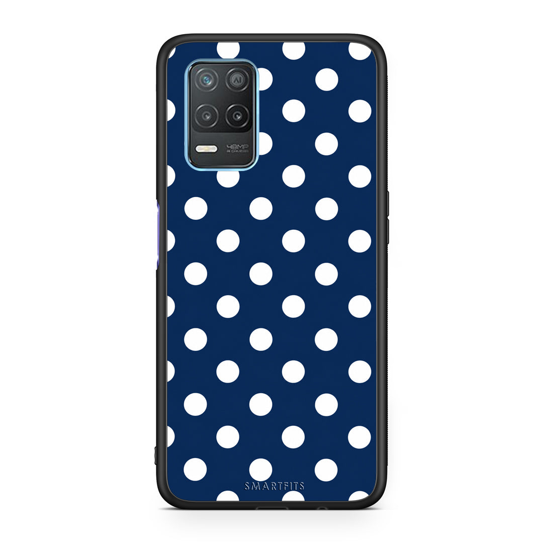 Θήκη Realme 8 5G White Large Polka Dots on Navy από τη Smartfits με σχέδιο στο πίσω μέρος και μαύρο περίβλημα | Realme 8 5G White Large Polka Dots on Navy case with colorful back and black bezels