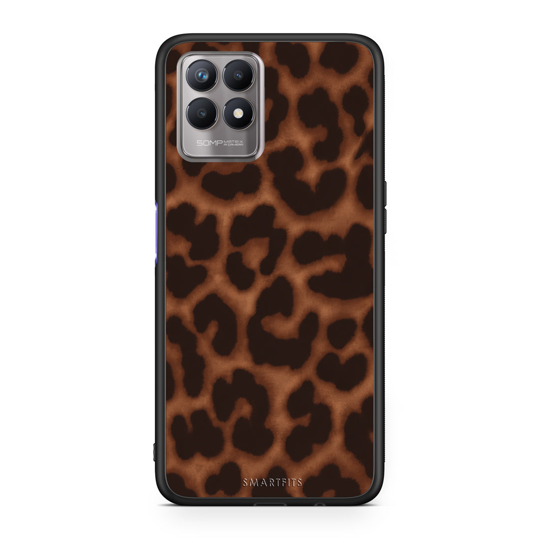 Θήκη Realme 8i Leopard Print Dark Brown από τη Smartfits με σχέδιο στο πίσω μέρος και μαύρο περίβλημα | Realme 8i Leopard Print Dark Brown case with colorful back and black bezels