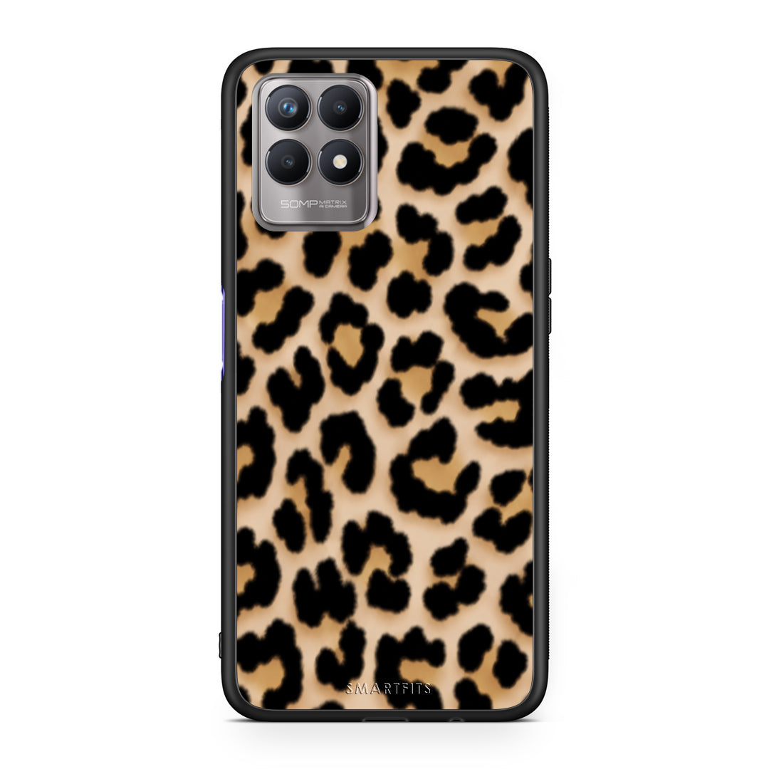 Θήκη Realme 8i Leopard Print Tan Small από τη Smartfits με σχέδιο στο πίσω μέρος και μαύρο περίβλημα | Realme 8i Leopard Print Tan Small case with colorful back and black bezels