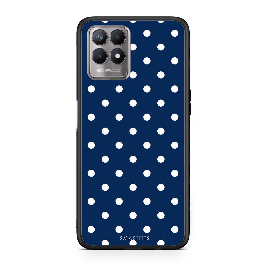 Θήκη Realme 8i White Small Polka Dots on Navy από τη Smartfits με σχέδιο στο πίσω μέρος και μαύρο περίβλημα | Realme 8i White Small Polka Dots on Navy case with colorful back and black bezels