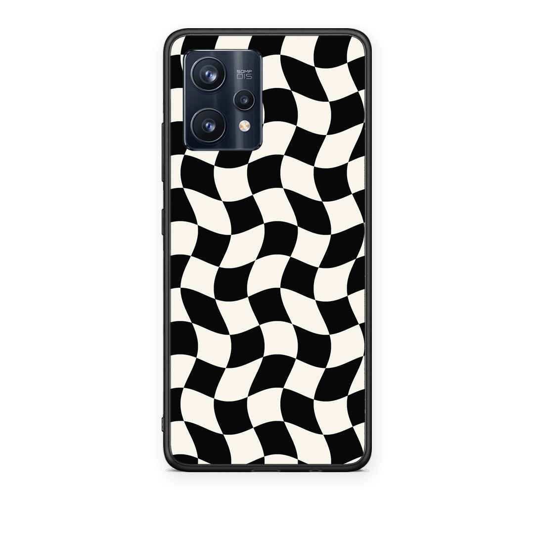 Θήκη Realme 9 / 9 Pro+ 5G Black and Cream Wavy Checkerboard από τη Smartfits με σχέδιο στο πίσω μέρος και μαύρο περίβλημα | Realme 9 / 9 Pro+ 5G Black and Cream Wavy Checkerboard case with colorful back and black bezels