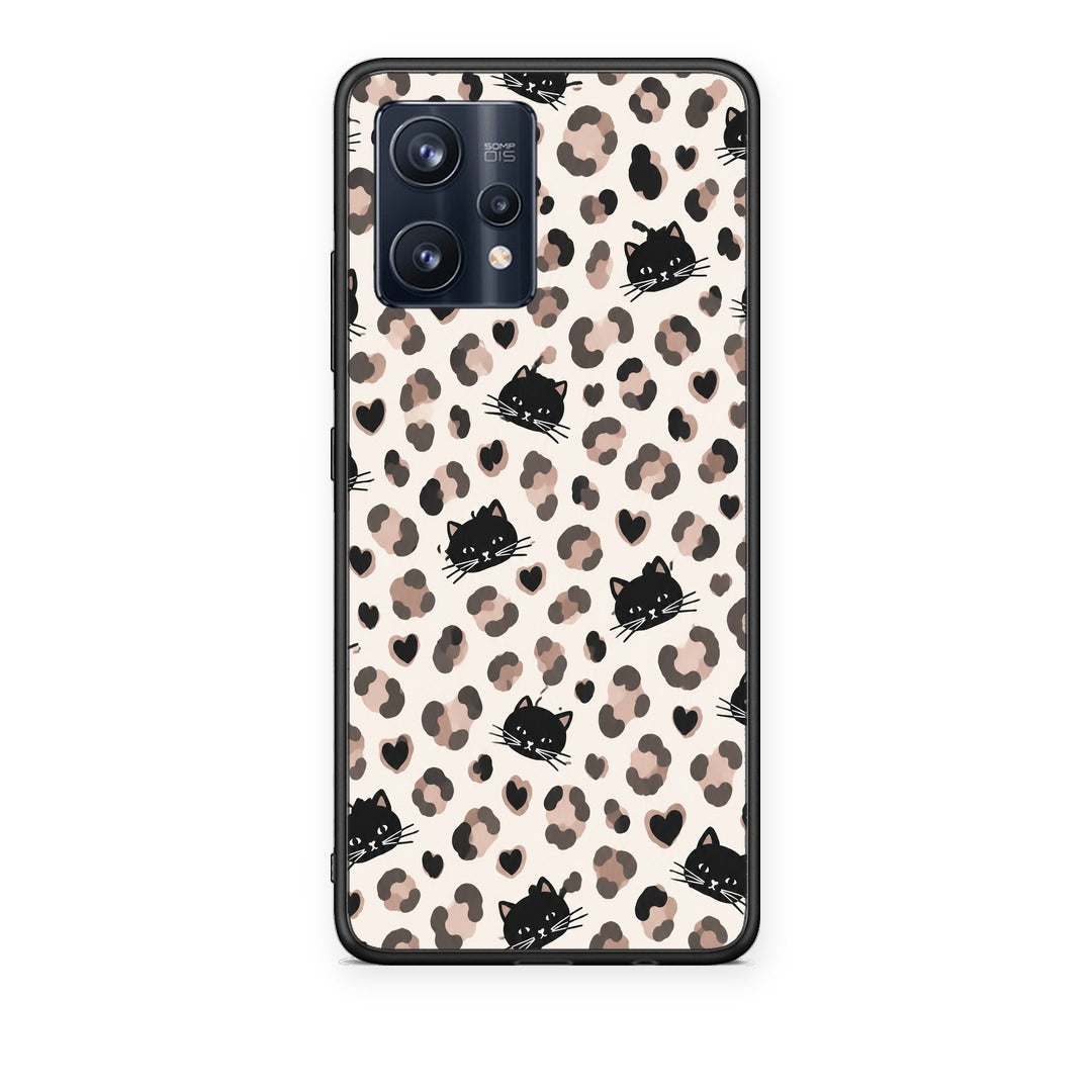 Θήκη Realme 9 / 9 Pro+ 5G Leopard Spots and Black Cats on Cream από τη Smartfits με σχέδιο στο πίσω μέρος και μαύρο περίβλημα | Realme 9 / 9 Pro+ 5G Leopard Spots and Black Cats on Cream case with colorful back and black bezels