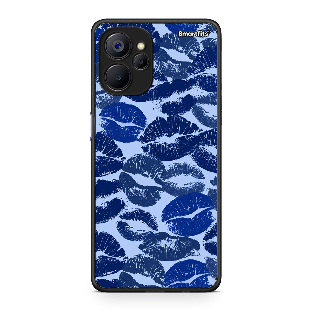 Θήκη Realme 9i 5G Blue Lipstick Kisses από τη Smartfits με σχέδιο στο πίσω μέρος και μαύρο περίβλημα | Realme 9i 5G Blue Lipstick Kisses case with colorful back and black bezels
