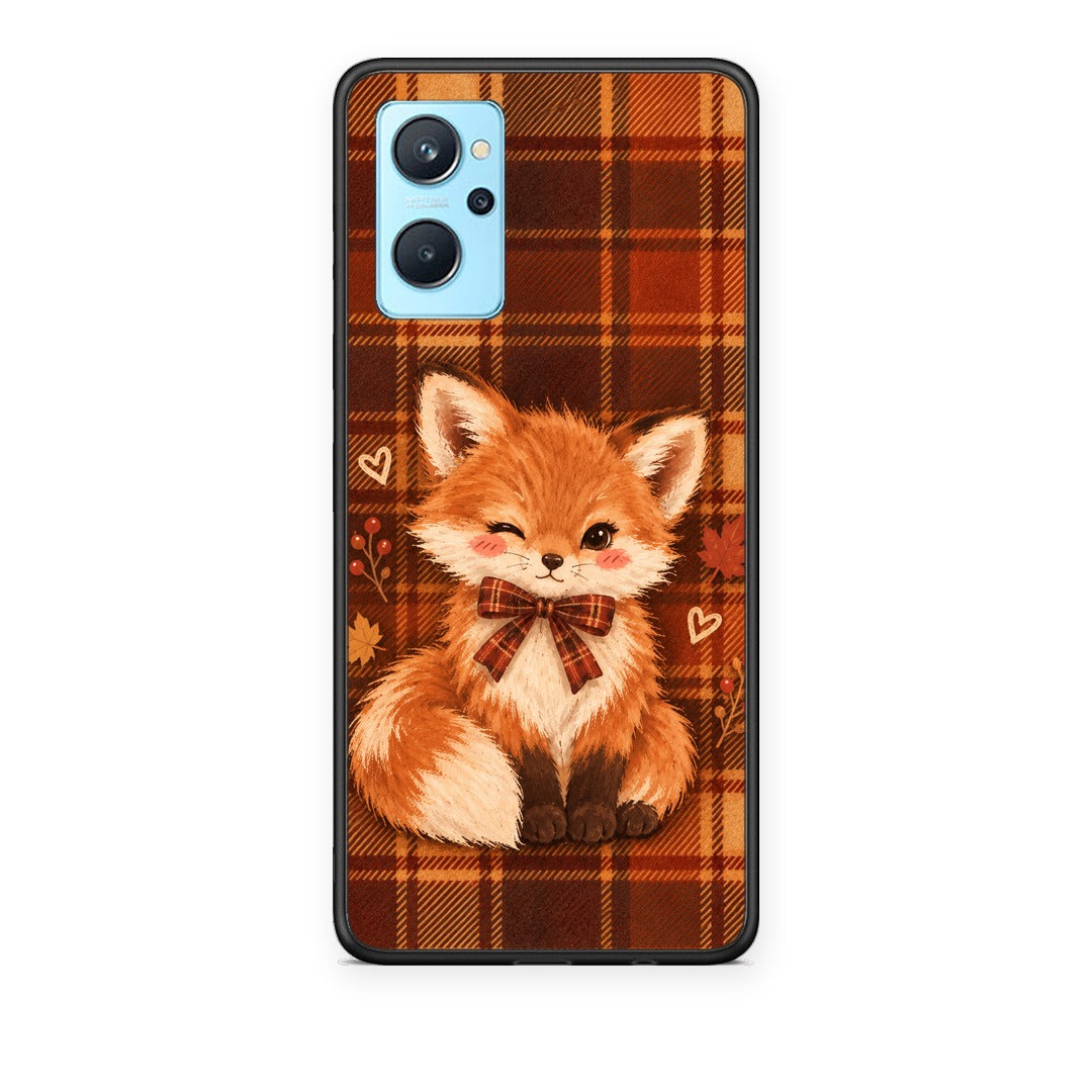 Θήκη Oppo A96 Fox on Autumn Tartan από τη Smartfits με σχέδιο στο πίσω μέρος και μαύρο περίβλημα | Oppo A96 Fox on Autumn Tartan case with colorful back and black bezels