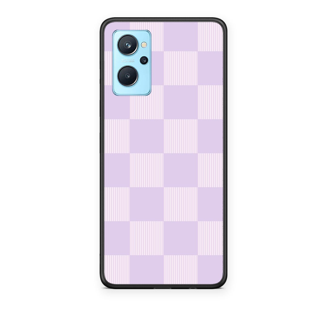 Θήκη Oppo A96 Lilac and Cream Striped Checks από τη Smartfits με σχέδιο στο πίσω μέρος και μαύρο περίβλημα | Oppo A96 Lilac and Cream Striped Checks case with colorful back and black bezels
