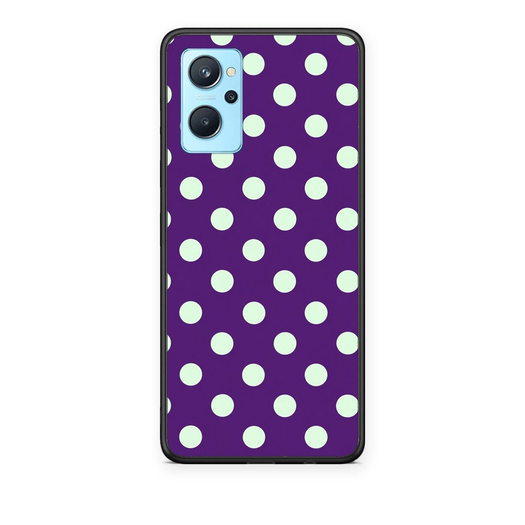Θήκη Oppo A96 Mint Polka Dots on Purple από τη Smartfits με σχέδιο στο πίσω μέρος και μαύρο περίβλημα | Oppo A96 Mint Polka Dots on Purple case with colorful back and black bezels