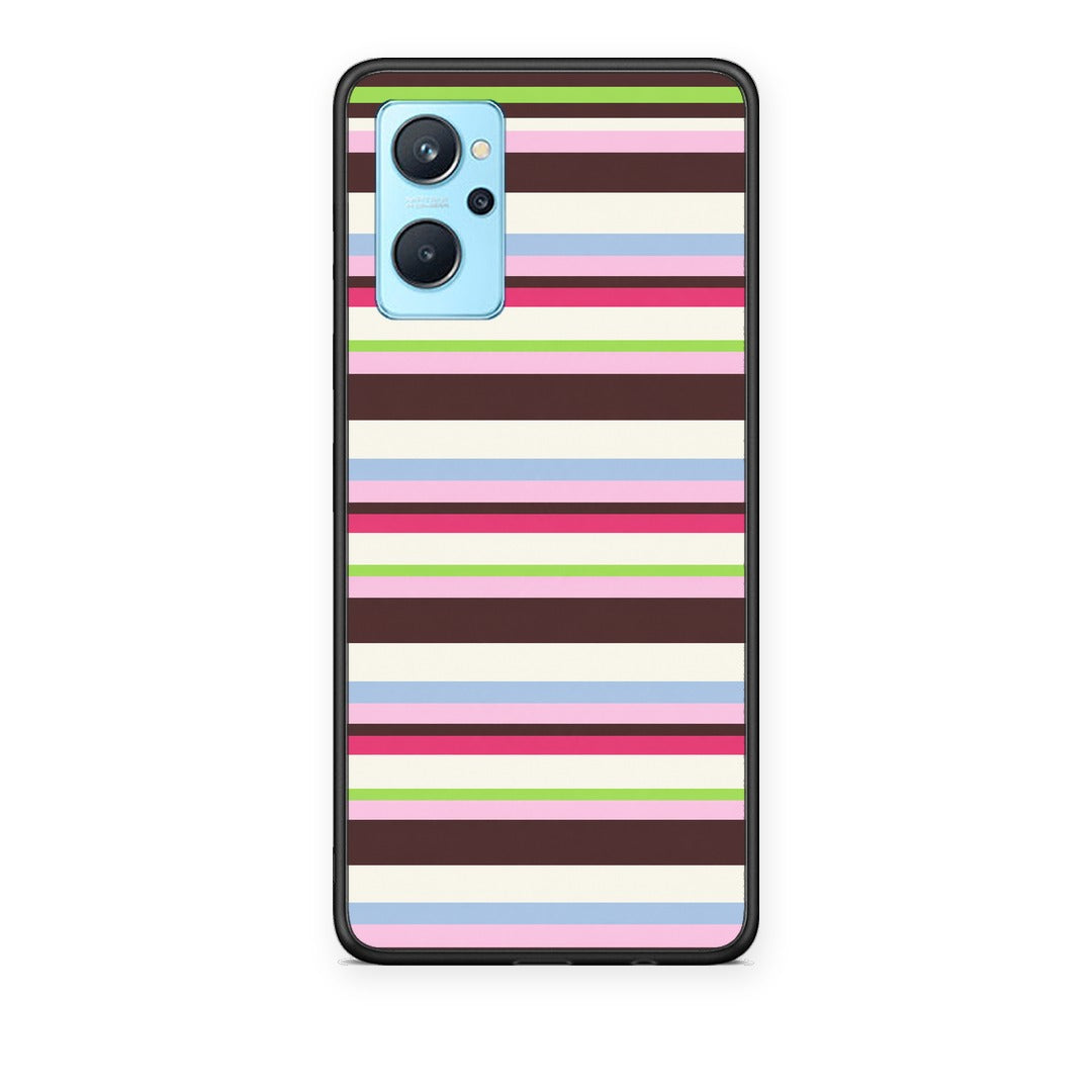 Θήκη Realme 9i Multicolour Horizontal Stripes από τη Smartfits με σχέδιο στο πίσω μέρος και μαύρο περίβλημα | Realme 9i Multicolour Horizontal Stripes case with colorful back and black bezels