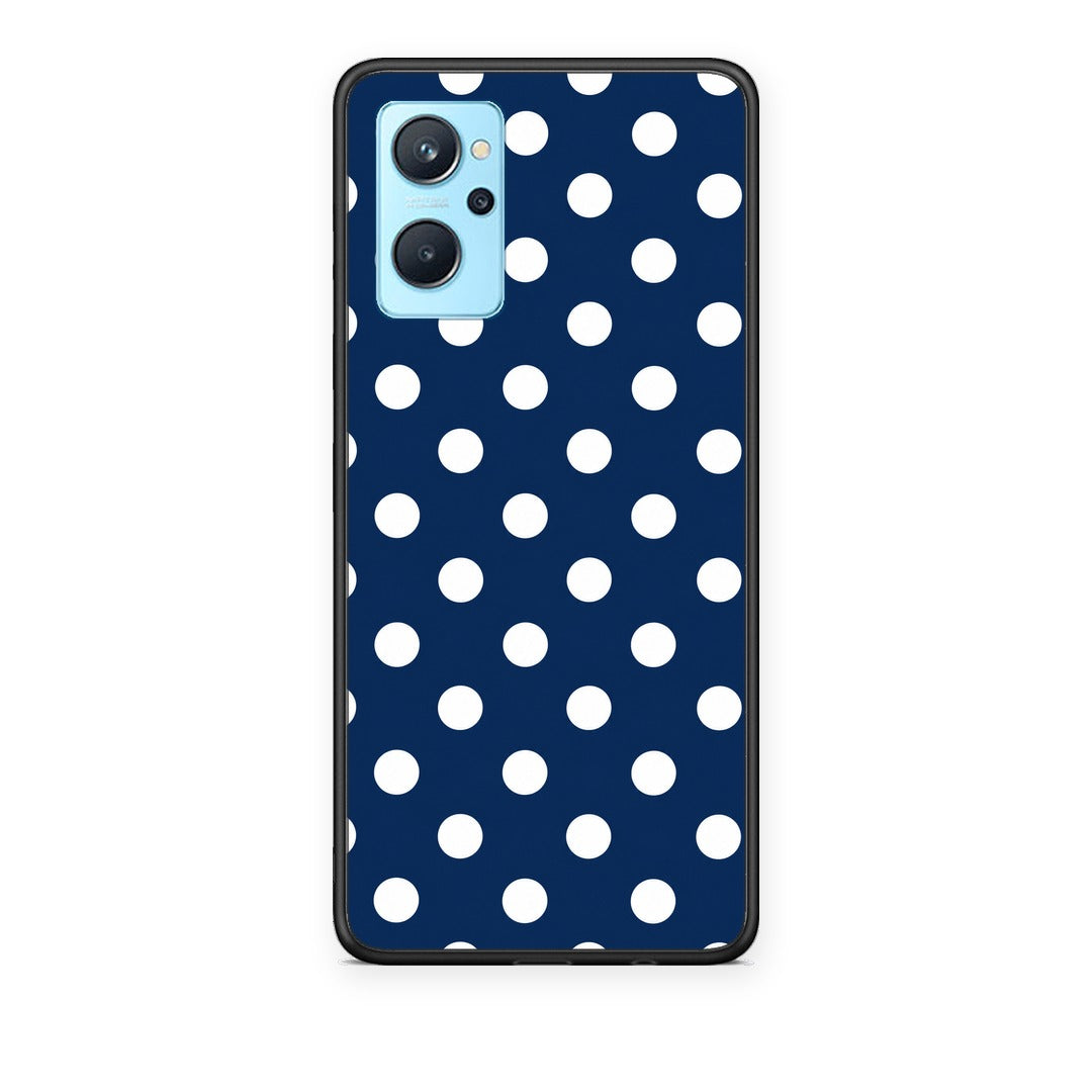 Θήκη Oppo A96 White Large Polka Dots on Navy από τη Smartfits με σχέδιο στο πίσω μέρος και μαύρο περίβλημα | Oppo A96 White Large Polka Dots on Navy case with colorful back and black bezels