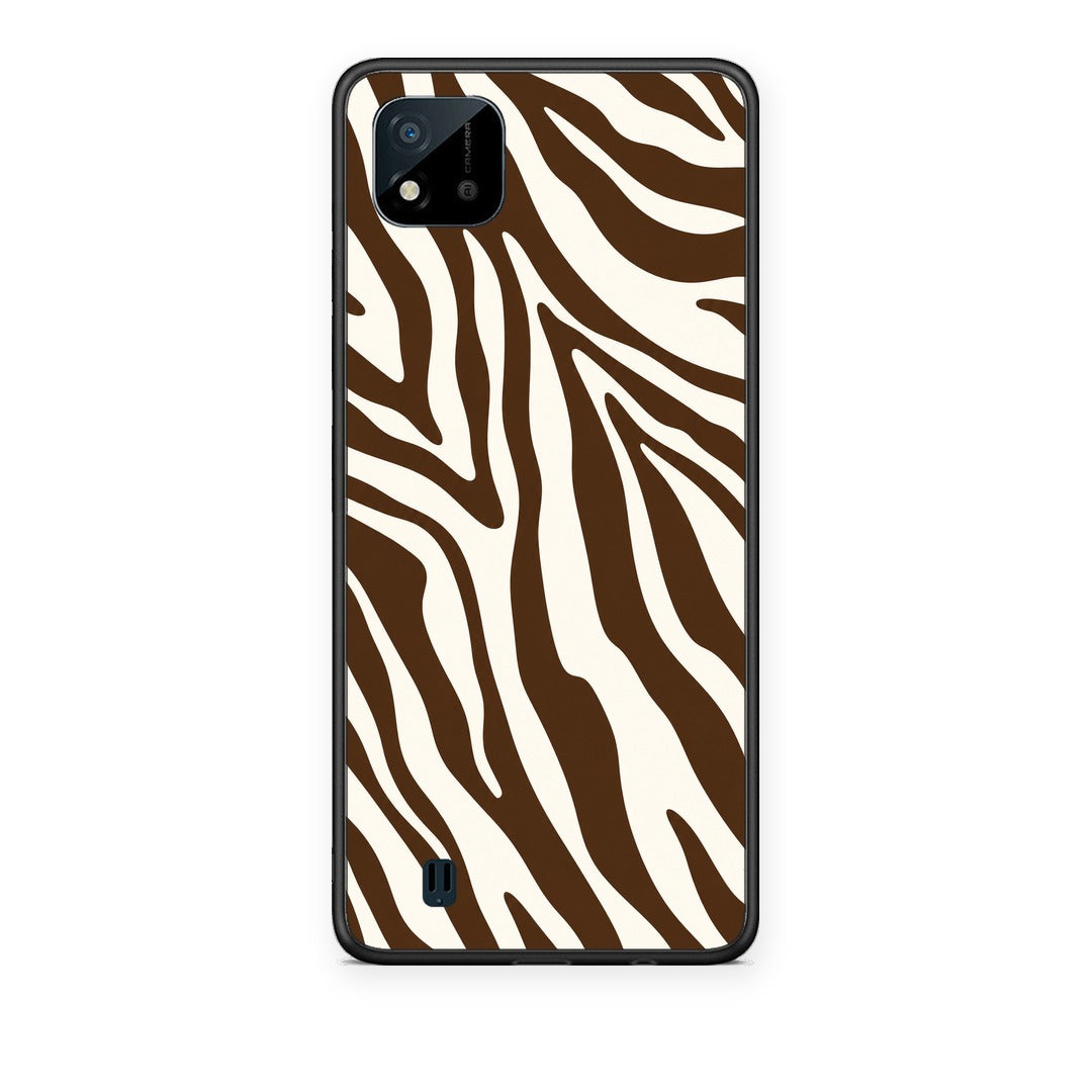 Θήκη Realme C11 2021 / C20 Brown and Cream Zebra Stripes από τη Smartfits με σχέδιο στο πίσω μέρος και μαύρο περίβλημα | Realme C11 2021 / C20 Brown and Cream Zebra Stripes case with colorful back and black bezels