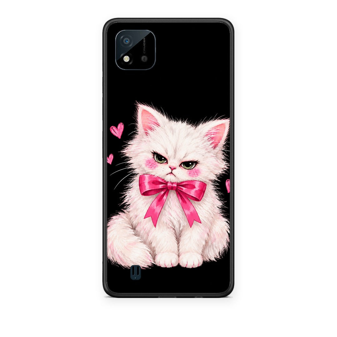 Θήκη Realme C11 2021 / C20 Grumpy Party Kitten on Black από τη Smartfits με σχέδιο στο πίσω μέρος και μαύρο περίβλημα | Realme C11 2021 / C20 Grumpy Party Kitten on Black case with colorful back and black bezels