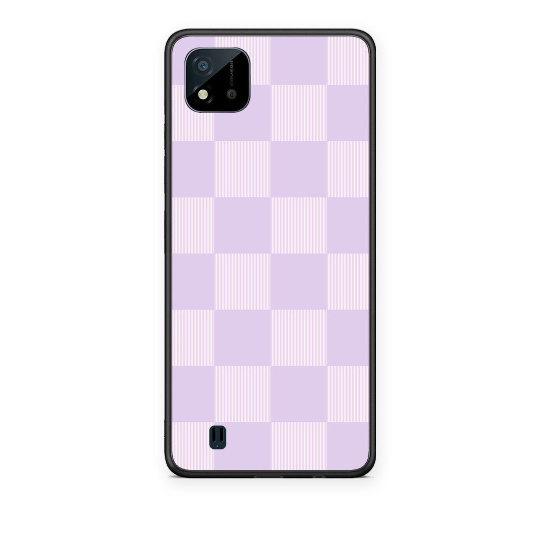Θήκη Realme C11 2021 / C20 Lilac and Cream Striped Checks από τη Smartfits με σχέδιο στο πίσω μέρος και μαύρο περίβλημα | Realme C11 2021 / C20 Lilac and Cream Striped Checks case with colorful back and black bezels